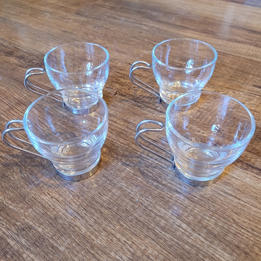 Vintage cappuccino glass glasses Made Italy Italian Mid century Modern coffee